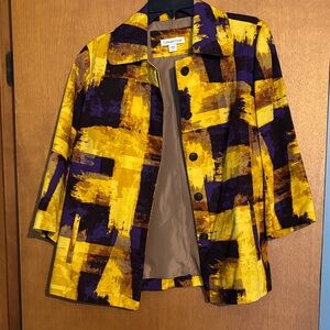 Coldwater Creek Yellow & Purple Abstract Brushstroke Jacket